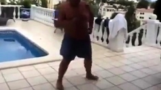 Fat Latin Daddy Strips Outdoors With His Bear