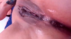 Close up solo beauty toying ass