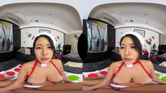 Asian babe loves to suck on a hard rod POV