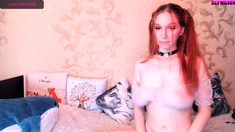 Violet lovely amateur redhead woman toying