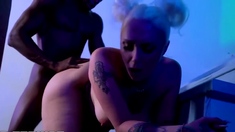 Blonde babe loves big cock plugging