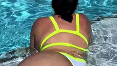 Sexy beautiful ass brunette babe outdoor solo