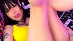 Horny amateur asian teen girl toying her pussy on cam