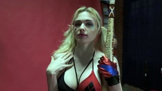 Big Boobed Blonde Masturbates With A Dildo In The Bathroom