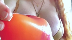 Big boobs milf masturbates with her dildo