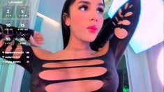 Tranny With Big Tits Jerking Off Her Big Cock