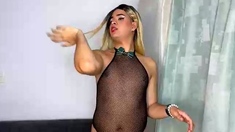 Big Tits Tranny Jerking Her Big Hard Cock