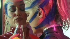 Blonde lesbians toying each others pussy