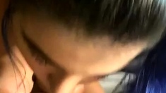 Big tit brunette sucks a big cock blowjob POV