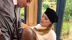 Blonde whore in stockings hardcore pussy invasion