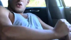 Str8 hot young jock jerks in his car