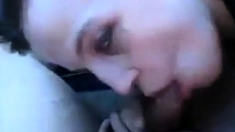 Blonde girl sucks cock in the car but doesnt like the taste