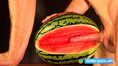 water melon cum - fucking a melon and cumming