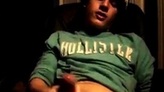 Cute frat boy jerking off and shooting his load on cam