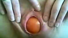 Bulgarian amateur pussy stretching, gaping, apple insertion